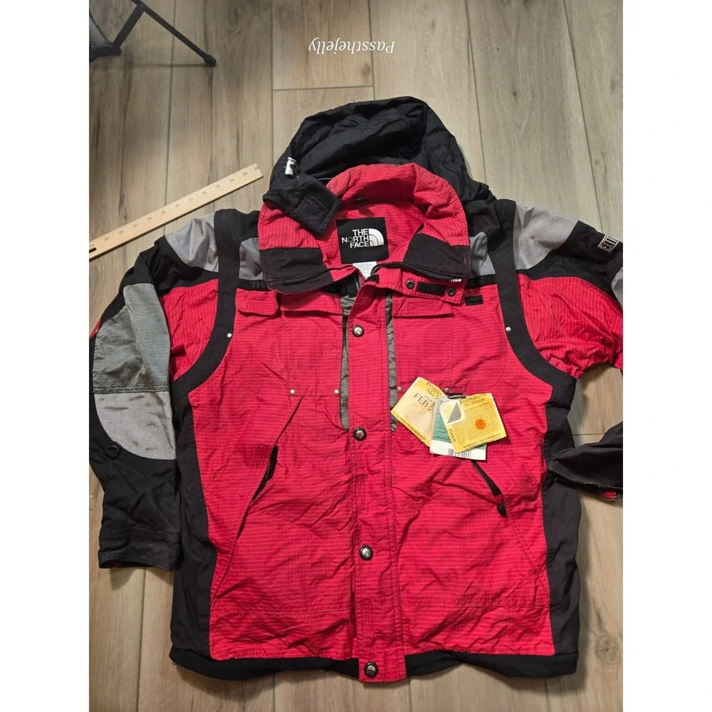 VTG The North Face Mens M Red Black Extreme Gear Ski Jacket Hood Full Zip